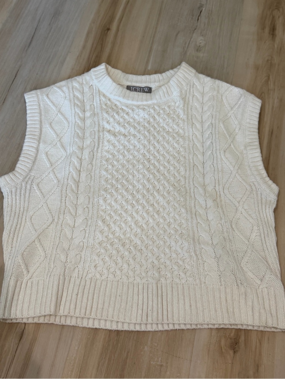 J.Crew Cream Cable Knit Sleeveless Sweater Vest